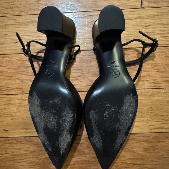 Chanel satin & lambskin leather slings - Picture 3 of 7